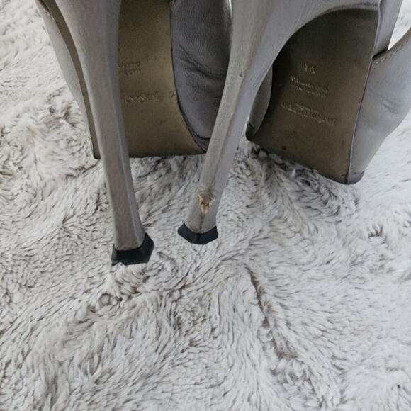 YVES SAINT LAURENT LEATHER GRAY PLATFORM HEEL SIZE 36 (6) - Picture 7 of 14